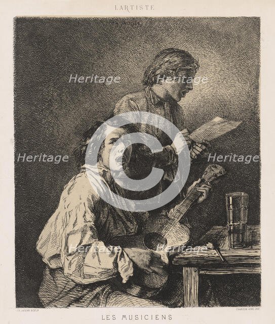 Les Musiciens (The Singers), 1845. Creator: Charles Emile Jacque.