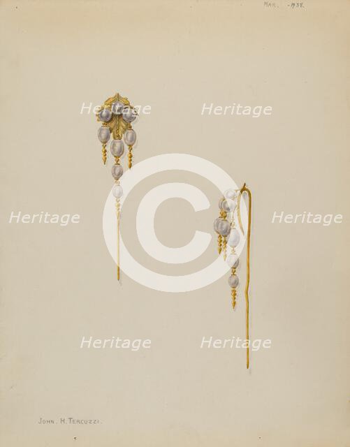 Cap or Bonnet Pin, 1938. Creator: John H. Tercuzzi.