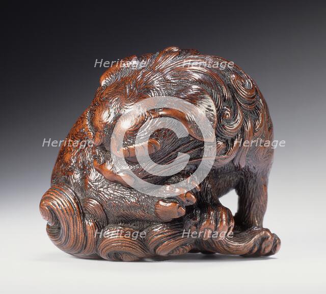 Chinese Lion Chewing Its Paw, First half of 19th century. Creator: Tadatoshi.