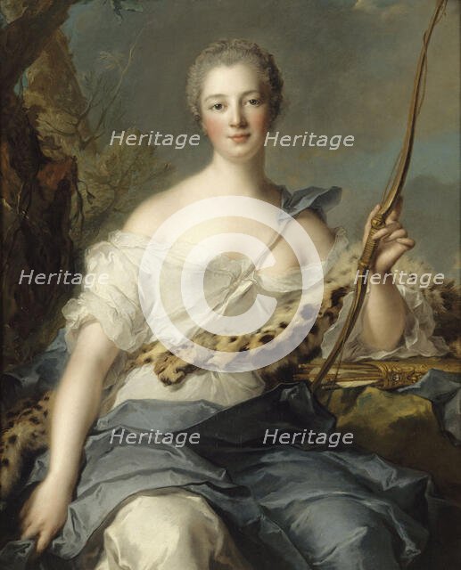 Portrait of the Marquise de Pompadour (1721-1764) as Diana , 1746. Creator: Nattier, Jean-Marc (1685-1766).