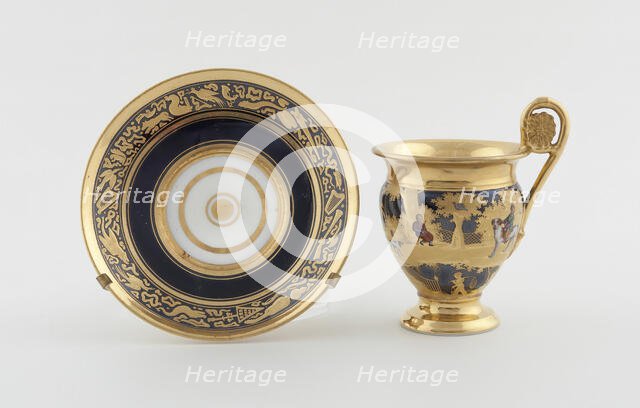 Cup and Saucer, Paris, c. 1820. Creator: Denuelle Porcelain Manufactory.