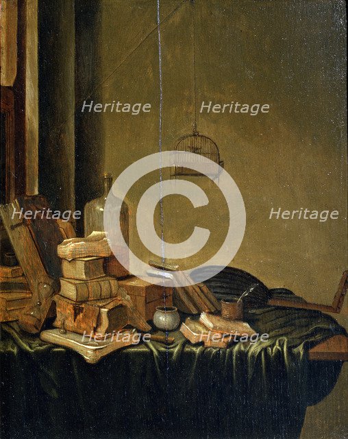 'Still Life with Books', 17th century.  Artist: Gerrit van Vucht