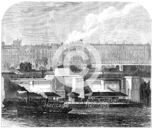 London improvements: Hungerford Pier on the Thames Embankment, 1869. Creator: Unknown.