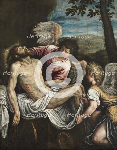 The Dead Christ with Angels, c. 1580. Creator: Leandro Bassano (Italian, 1557-1623).