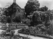 York Hall, York Co., Va., exterior, with flower garden in foreground, between 1905 and 1933. Creator: Frances Benjamin Johnston.