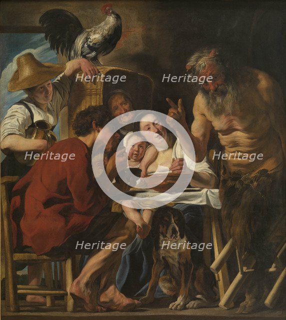Satyr and peasant family. Artist: Jordaens, Jacob (1593-1678)