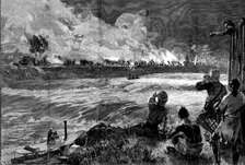 Stanley’s Emin Pasha Relief Expedition: Arabs raiding a native village on the Aruwimi..., 1890. Creator: William Heysham Overend.