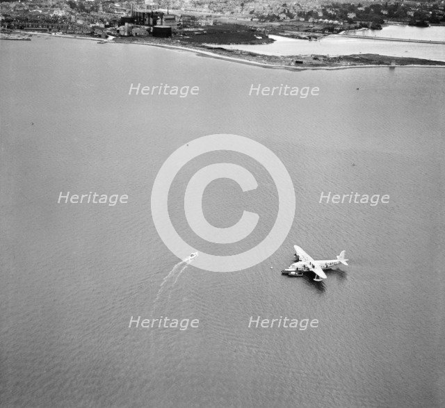 Short S26 flying boat 'Golden Hind' (G-AFCI) at anchor in Poole Harbour, Dorset, 1946. Artist: Aerofilms.
