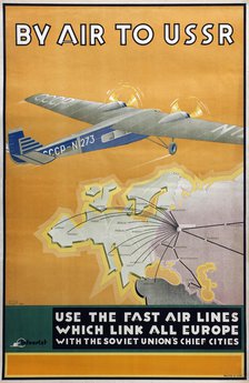 By air to USSR (Poster of the Intourist company), 1934. Artist: Bor-Ramensky, Konstantin (active 1930s)