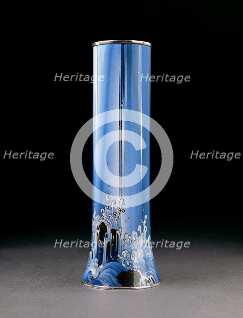 Vase with waterfall over rocks, 1910-1915. Artist: Namikawa Yasuyuki.