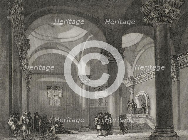 Interior of the Golden Gate, the oldest entrance to the walls of the Old City, Jerusalem, 1840. Creator: Émile Rouargue.