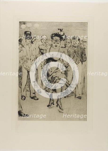 Plate from l'Assommoir (dancing woman with circle of onlookers), 1879. Creator: Gaston la Touche.