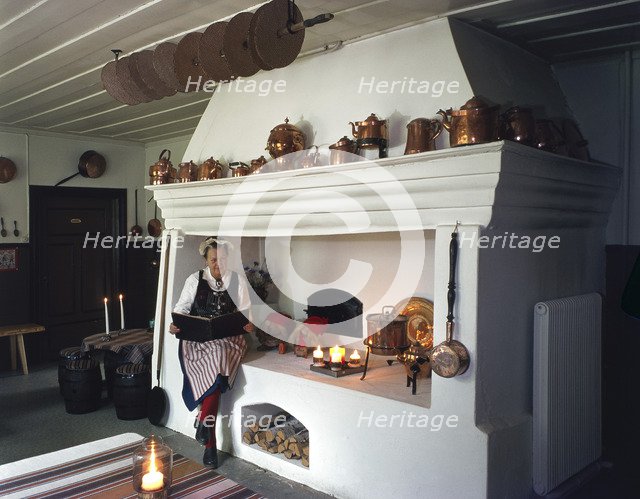 Kitchen range in Hellerup Manor, Värmland, Sweden. Artist: Torkel Lindeberg
