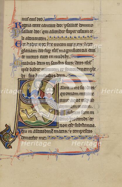 Initial S: God the Creator and David in the Water; Wenceslaus Psalter, about 1250-1260. Creator: Unknown.