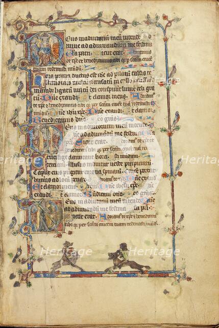 Initial D: The Mocking of Christ: Initial D: The Flagellation: Initial D: The Way..., about 1300. Creator: Unknown.