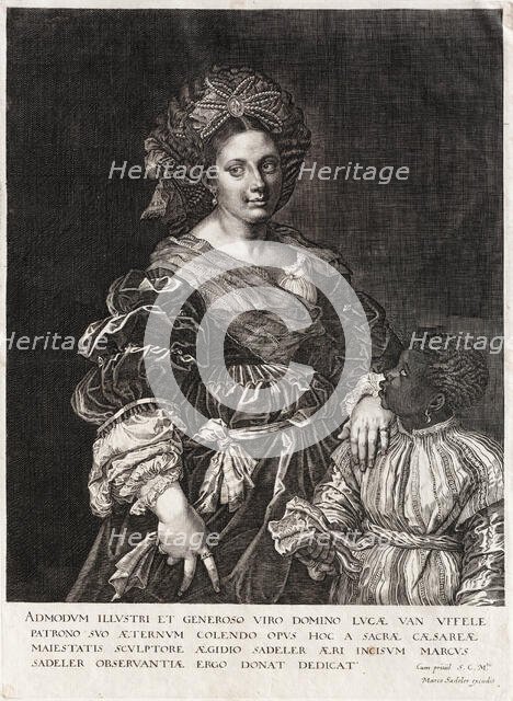 Portrait of Laura Dianti with a young servant, 1600-1625. Creator: Sadeler, Aegidius (1575-1629).