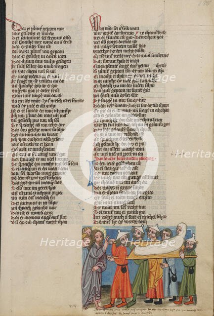 Christ Raising a Dead Man; Weltchronik, about 1400-1410. Creator: Unknown.