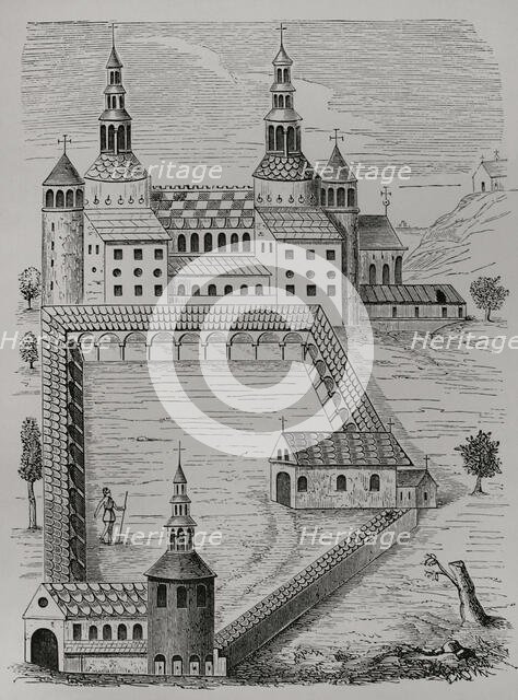 Abbey of Saint-Riquier, (Abbey of Saint-Richarius), France, 1612, (1877). Creator: Unknown.