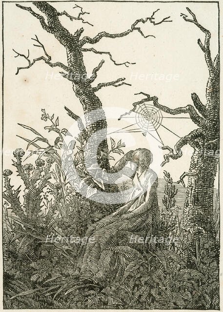 Woman with Spider's Web Between Bare Trees, 1803. Creator: Caspar David Friedrich.