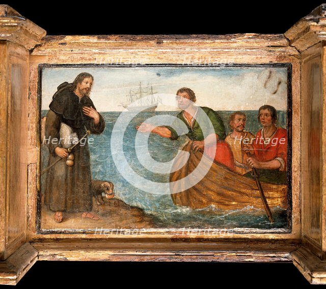 Predella with three scenes of Saint Roch, and figures of Saint Peter, Christ as..., c1580?- 1620?. Creator: Unknown.