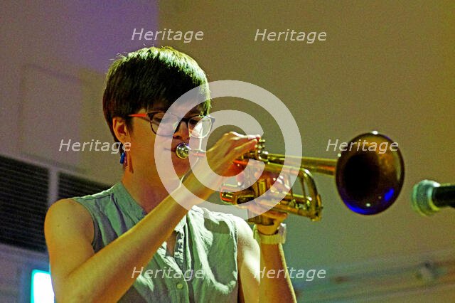 Laura Jurd, Laura Jurd Dinosaur, Battle Jazz Festival, Battle, East Sussex, July 2023. Creator: Brian O'Connor.