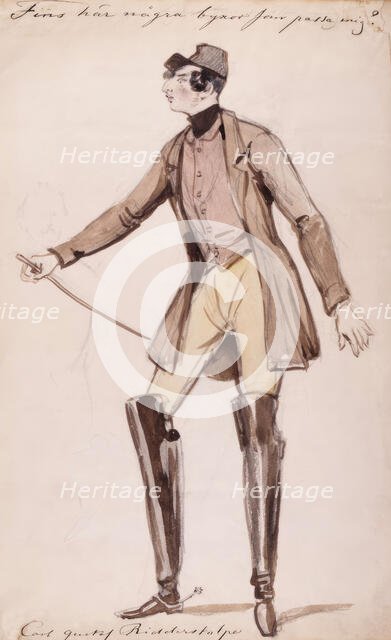 "Are there any trousers here that fit me?" Carl Gustaf Ridderstolpe. (c1840s). Creator: Fritz von Dardel.