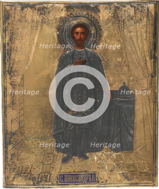 Saint Grand Prince Alexander Nevsky, 19th century. Artist: Russian icon  