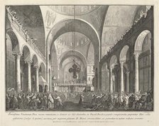 The Newly Elected Doge Presented to the People in San Marco, 1763/1766. Creator: Giovanni Battista Brostoloni.
