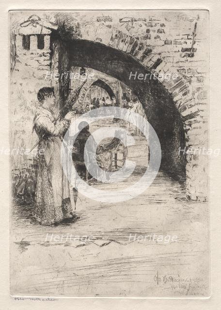 Etchings of Venice: Net Makers, 1881. Creator: Otto H. Bacher (American, 1856-1909).