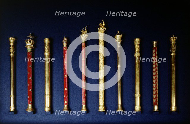Ten of the Duke of Wellington's batons, Apsley House, London, c1980-c2017. Artist: Historic England Staff Photographer.