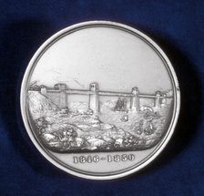 Medal commemorating the building of the Britannia Tubular Bridge, North Wales, c1850. Artist: Unknown