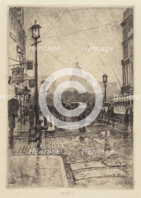 Rainy Day, Broadway, probably 1890. Creator: Charles Frederick William Mielatz.