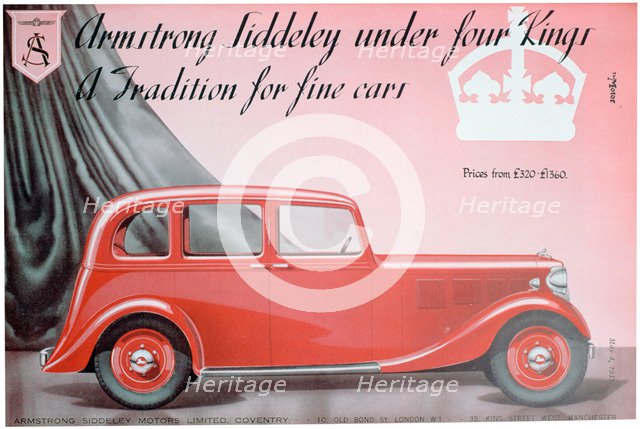 Armstrong Siddeley Motors advert, 1937. Artist: Unknown