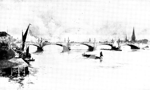 Proposed new bridge at Vauxhall as designed by Sir Alexander Binnie, 1898. Creator: Unknown.