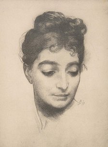 Woman's Head, from L'Estampe Moderne, 1897-99. Creator: Felix Bracquemond.