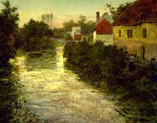 Village on the Bank of a Stream, c1897. Creator: Frits Thaulow.