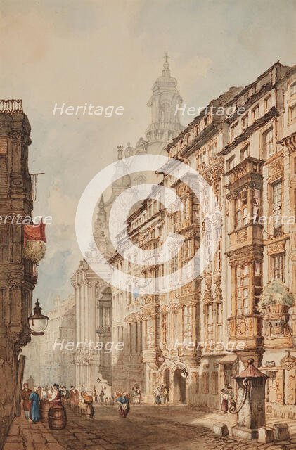 Dresden: The Church of Notre Dame from the Rampische Gasse. Creator: Samuel Prout.