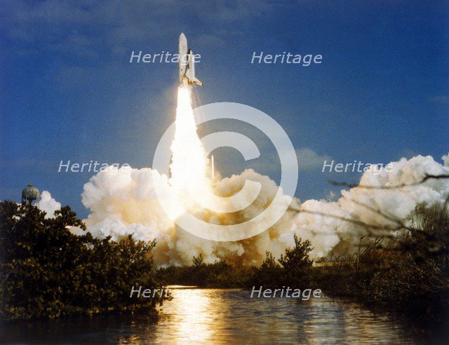 Lift off, second Space Shuttle flight, Kennedy Space Center, Merritt Island, Florida, USA, 1981.  Creator: NASA.