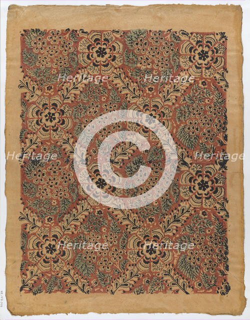 Sheet with overall floral pattern, late 18th-mid-19th century., late 18th-mid-19th century. Creator: Anon.