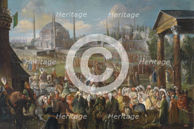 The Sultan's Procession in Istanbul, c. 1736. Artist: Mour (Vanmour), Jean Baptiste, van (1671-1737)