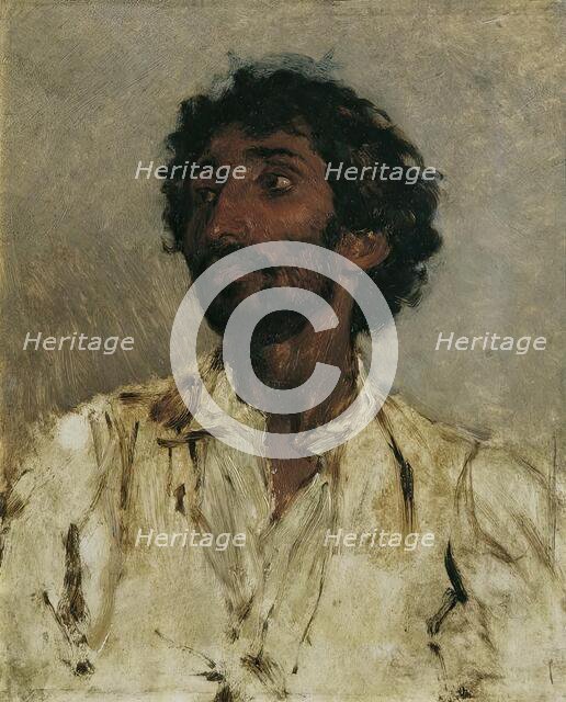 Half-length portrait of a gypsy, 1860/1870. Creator: August von Pettenkofen.