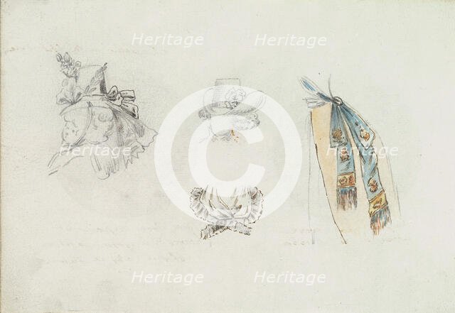 Four Designs of Costume Accessories, ca. 1785-90. Creator: Anon.