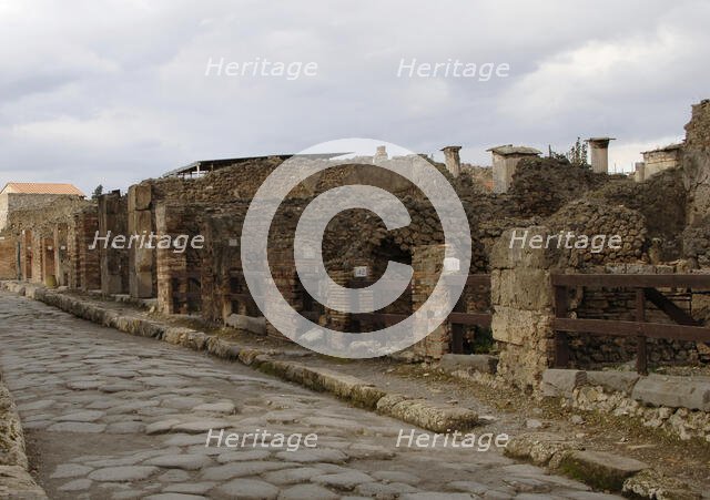 Cobbled street, Pompeii, Italy, 2009.  Creator: LTL.