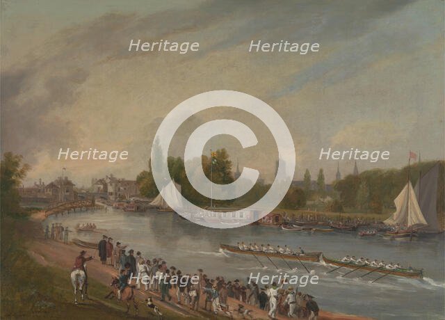 A Boat Race on the River Isis, Oxford, 1822. Creator: John Whessell.
