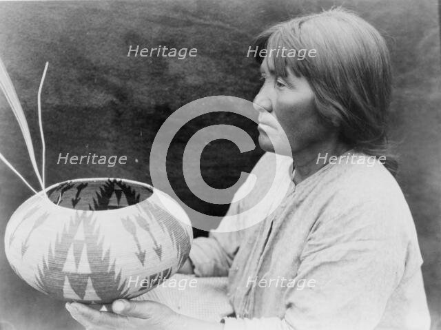 A Lake Mono basket-maker, c1924. Creator: Edward Sheriff Curtis.