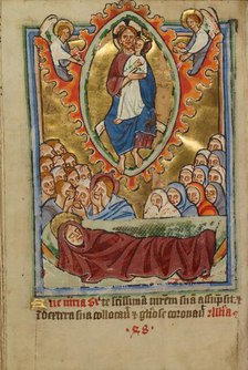 The Death of the Virgin; Illustrated Vita Christi..., about 1190-1200; text added about 1480-1490. Creator: Unknown.