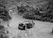 1935 MG PB taking part in a motoring trial in Devon, late 1930s. Artist: Bill Brunell.