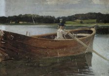 The Artist's Sister Berta in a Rowing Boat, study, 1879. Creator: Albert Edelfelt.