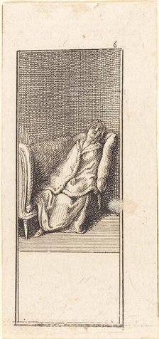 Girl Sleeping on Settee, 1784. Creator: Daniel Nikolaus Chodowiecki.