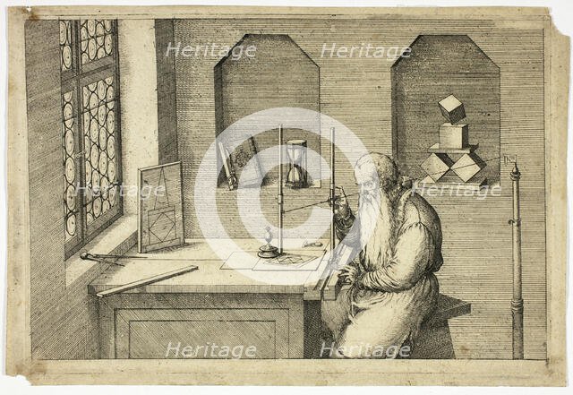 Portrait of Wenzel Jamnitzer in his Study, 1572/75. Creator: Jost Ammon.